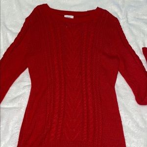 Red crochet sweater